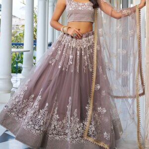 Gorgeous Gray Lehenga with Contrast Work Size 42